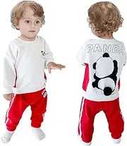 [TONWHAR] Unisex Baby Boy Girl Cute Animal Print Sweatshirt&Pant Clothing Set Toddlers Cotton Outfits Set for Spring Autumn (Panda, 3.5-4.5 Years)