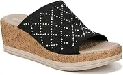[Bzees] Women's Royal Machine Washable Comfort Wedge Sandal Slide, Black Shimmer, 8