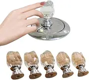Rose Shaped Toilet Button, 5Pcs Women Long Nails Manicures Elegant Crystal Rose Toilet Flush Buttons Press Tool