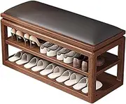 Golfaost Solid Wood Shoe Bench Rack, Shoe Changing Stools Entryway Storage Organizer with Plush Cushioned Seat, for Hallway, Living Room, Entryway,80cm