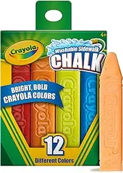 Crayola 12 Washable Sidewalk Chalks, Outdoor toys for kids, bright colours, Non-toxic, Creative play outside