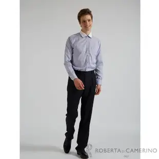 【ROBERTA 諾貝達】男裝 合身版 優雅的英倫紳士風長袖襯衫(藍)