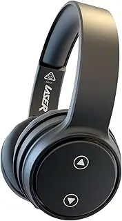 [Laser] Foldable Bluetooth Wireless Headphones with Mic - Black, 40MM Drivers, Comfort Foam Ear Cups, 12 Hour Runtime, Adjustable Headband, Hands-Free Calls, Compatible with Phones, Tablets, PC