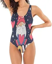 [Joisal] Beautiful Woman Dragons Swimsuit One Piece Backless One Piece Push up Bathing Suits for Women with Bra, Gnome Love Red, Large