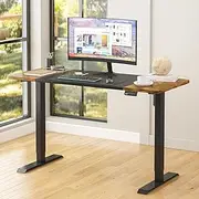 Advwin 140cm Electric Standing Desk 72-115cm Height Adjustable Sit Stand with Smart Memory Preset Lifting Base Sturdy Motor Computer Workstation for Home, Office, Gaming (Walnut&Black Top Black Legs)