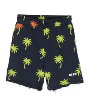 palm tree-print cotton shorts 14Y Black
