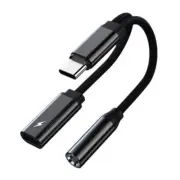 USB Type C to 3.5mm Headphone and Charger Cord Type C to Auxs Cable for Music