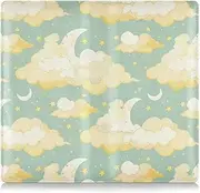 [Amooorous] Yellow Star Clouds Premium Leather Registration and Insurance Card Holder Automobile Wallet Case Organizer for Driver License, Cards & Essential Documents, Yellow star clouds, 1 size