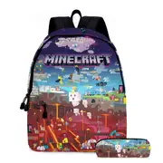 Minecraft Backpack Nether Realm Kids School Bag Casual Travel Bag & Pencil Case
