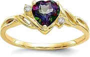 [JewelryWeb] 10k Yellow Gold Polished Love Heart Mystic Fire Topaz and .01ct Diamond Ring Size 6 Statement-Ring for Women