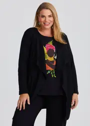 [TS] Taking Shape Natural Canopy Texture Cardigan Size 12 in, Viscose - Plus Size Women's Clothing