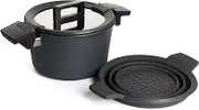 Woll Concept Plus Cooking Pot with Lid and Multifunctional Silicone Insert Induction Diameter 20 cm Height 11.5 cm 3.0 L Suitable for All Types of Cookers Aluminium Oven-Safe up to 250° Anthracite