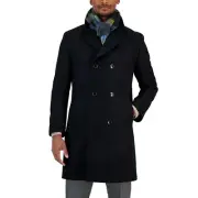 Nautica Men's Classic-Fit Double Breasted Wool Overcoat Black 38S B4HP $395