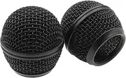 safycaby 2 PCS Microphone Ball Head Mesh Grill SM58 Microphone Head Replacement Microphone Grille Head with Built-in Sponge for SM58 Microphone (Black)