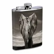 Elephant Art D27 Flask 8oz Stainless Steel Hip Drinking Whiskey