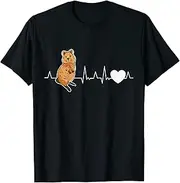 [X.Style] Quokka Heartbeat Short-Tailed Kangaroo Quokka ds1395 T-Shirt (M) Black