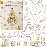 Gold Jewelry Advent Calendar 2024, Christmas Advent Calendar 2024, Beauty Fashion Jewelry Advent Calendar Christmas Giftss, Luxury Christmas Countdown Calendar For Women Teen Girls