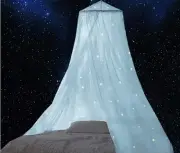 Bed Canopy Mosquito Net with Fluorescent Stars Glow in Dark for Baby, Kids, a...