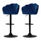 Artiss 2x Bar Stools Kitchen Stool Swivel Chair Gas Lift Velvet Padded Blue