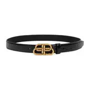 [Balenciaga] Balenciaga-Black Leather Bb Thin Belt-Donna 70 CM