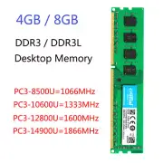 CRUCIAL 4GB 8GB DDR3 1600 1066 1333 1866 DDR3L 1.35V DIMM RAM Desktop Memory LOT