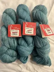 LGF Suris Ultimate Turquoise Yarn. 3 ply fingering yarn. Alpaca. Lot of 3.