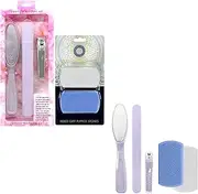 Nail Clippers and Pumice Stones for Feet, Foot Scrubber, Nail File, Nail Clippers, Callous Remover for Feet, Pedicure Tools for Feet, Pedicure Tools Kit - Cool Blush Pink - 5 Count