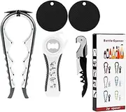 Jar Opener Can Opener Set, 5-in-1 Bottle Opener, Rubber Jar Gripper Pad, Corkscrew Wine Opener, Jar Opener for Weak Hands Set, Jar Opener Grip Lid Twist Gripper