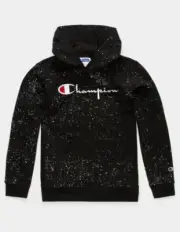 CHAMPION Paint Splatter Boys Pull-Over Hoodie Pocket-Pouch XL