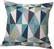 COMNESTBI 1Pc Geometric Linen Throw Pillow Case Modern Decorative Cushion Cover for Sofa Couch Bench Elegant Design with Invisible Zipper Style