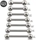 Solid G23 Titanium Tongue Ring & Nipple Ring Barbell 14GA 3/8" to 7/8"