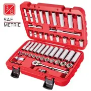 CARBYNE 55 Piece Socket Set | SAE & Metric, Chrome Vanadium Steel | 3/8-inch ...