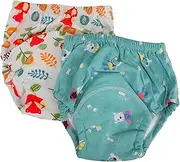 LALADEFIEE Reusable Babies Training Pants Leak Proof Design 2 Pack Soft Cotton Nappy Pants Potty Training Size l (24-36 Lbs) Random Style