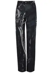 Louisa Ballou Voyage Printed Straight-leg Jeans - Black - 28 (W28 / UK10 / S) 28 (W28 / UK10 / S)