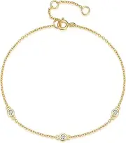 [Hoisy] Sterling Silver Bracelet, Women Bracelet Chain S925 Jewellery for Girls CZ Stones Adjustable