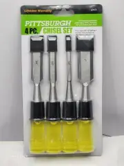 Wood Chisel Set with Clear PVC Handle, 4 Piece 1 in., 3/4 in., 1/2 in., 1/4 in