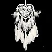 Taefuhnn Heart Dream Catcher Wall Hanging Ornament for Home Bedroom Decor White Heart Dream Catcher for Wall Hanging Decor Handmade Crafts Festival Gift