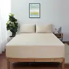 Twin XL Size Fitted Sheet Only Beige, 100% Egyptian Cotton 600 Thread Count, 16"