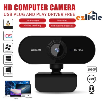 Built-in Microphone Mac Computer USB Laptop Webcam Web Camera PC Full HD 1080P