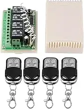 DC 12V Wireless Radio Remote Control Switch, 433Mhz RF Relay Receiver Module with 4 Transmitters for Smart Home Remote Switch