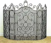 Fireplace Screens 5 Panel Fireplace Fire Screen Antique Brass Finish Iron Large 58" W Fireplace Screen Flat Fireplace Screens
