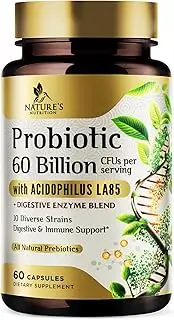 Probiotic 60 Billion CFU - 15x More Effective Lactobacillus Acidophilus Probiotics, Made in USA, Immune Support & Digestive Health Support for Women & Men, Non-GMO - 60 Capsules