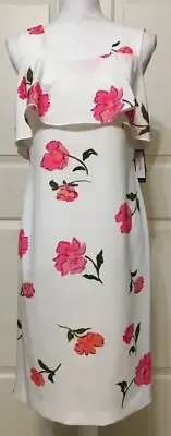 NWT Nine West size 6 white pink green orange floral sleeveless dress