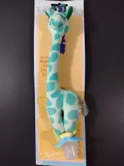 Giraffe toy and teether/pacifier keeper for diaper bags and strollers, clip-on