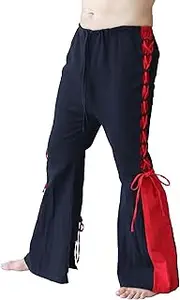 [Svenine] New World Native Flare Pants Pullstring Waist Medieval Steampunk Lace Up
