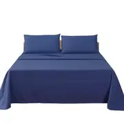 Flat Fitted Sheet 2000TC Pillowcase Set Hotel Bed S/KS/D/Queen/King Navy