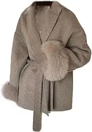 [nichangyuyi] Woolen coat with high-end feel tied with green fruit collar temperament double-sided wool woolen coat