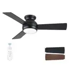 42 Inch Ceiling Fans with Lights and Remote, Black Low Profile Ceiling Fan wi...