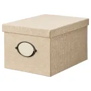 KVARNVIK Storage box with lid, beige - Learn more