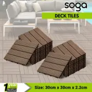 SOGA 2X 11 pcs DIY Wooden Composite Decking Tiles Garden Dark Chocolate